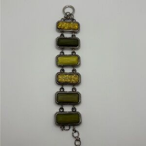 Elegant Silver and Green Bracelet